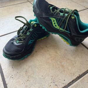 Saucony Black and Teal Athletic Shoes